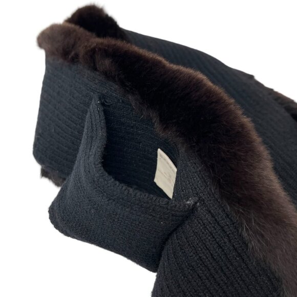 LOUIS VUITTON Vintage LV Logo Muffler Scarf Brown Gray Rabbit Fur Wool [105045] - Picture 9 of 11